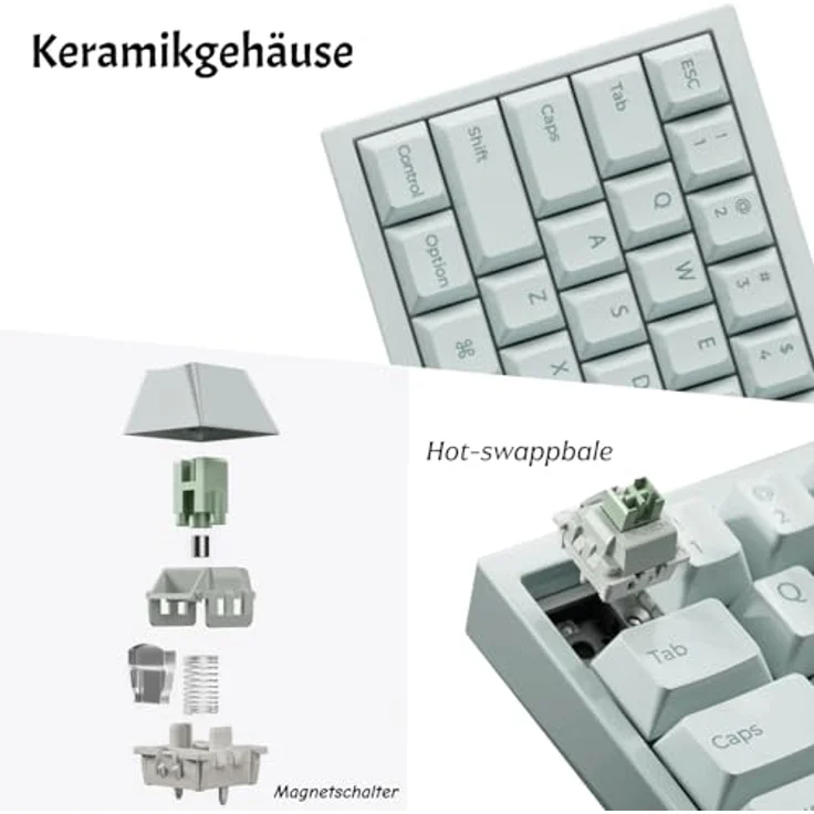 Keychron Q16 HE 8K, Kabellose Mechanische Tastatur mit 8K Polling Rate und Keramik-Gehäuse, 65% DE-ISO Layout, Hot-Swap & QMK/VIA programmierbar für Mac/Windows – Bild 3