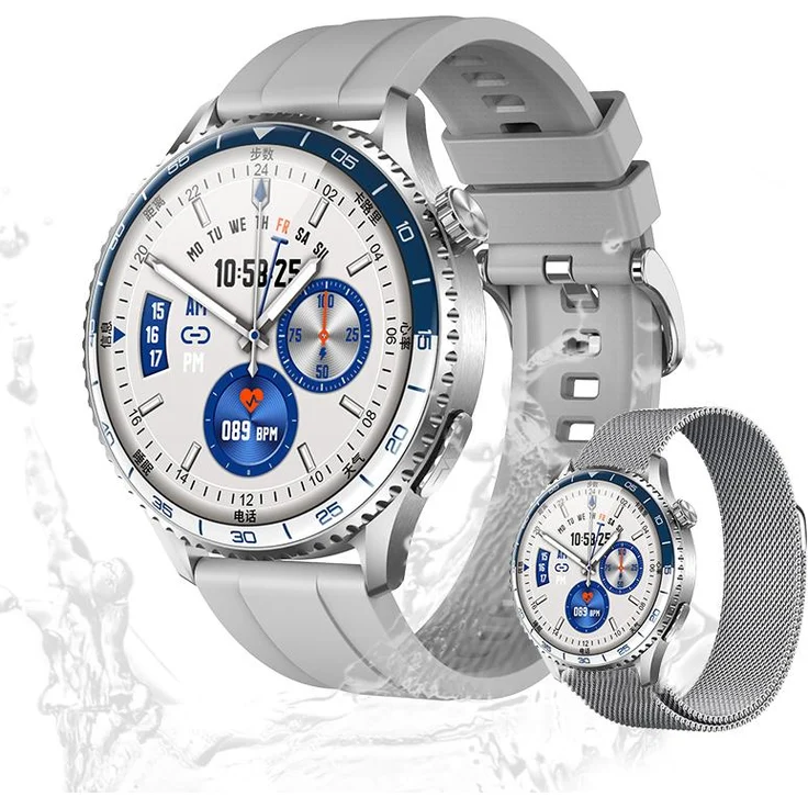 Valdus Herren Smartwatch – IP67 Wasserdicht, Bluetooth-Anrufe, Fitness-Tracker mit Herzfrequenz-, SpO₂- & Temperaturmessung – Grau