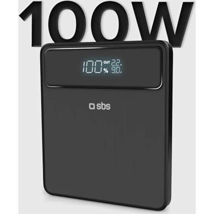 SBS PowerBank Laptop 20K Slim, 20.000 mAh, 100 W, USB-C & USB-A, Adaptive Fast Charge mit LCD-Display, tragbar für Laptops, Smartphones und Tablets – Bild 2
