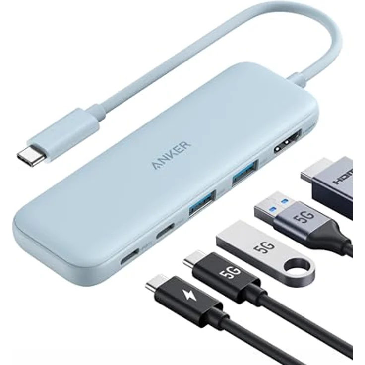 Anker USB C Hub, 332 USB-C Hub (5-in-1) mit 4K HDMI Display, 5Gbps Datenanschluss und 2 USB-A Ports für MacBook Pro, Air, Dell XPS, Lenovo Thinkpad, HP Laptops - Schwarz – Bild 1