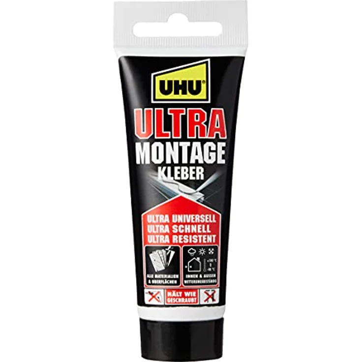 UHU Montagekleber ULTRA Tube, Universeller, elastischer Montagekleber auf Polymerbasis mit sehr schnellem Festigkeitszuwachs, weiß 100g – Bild 1