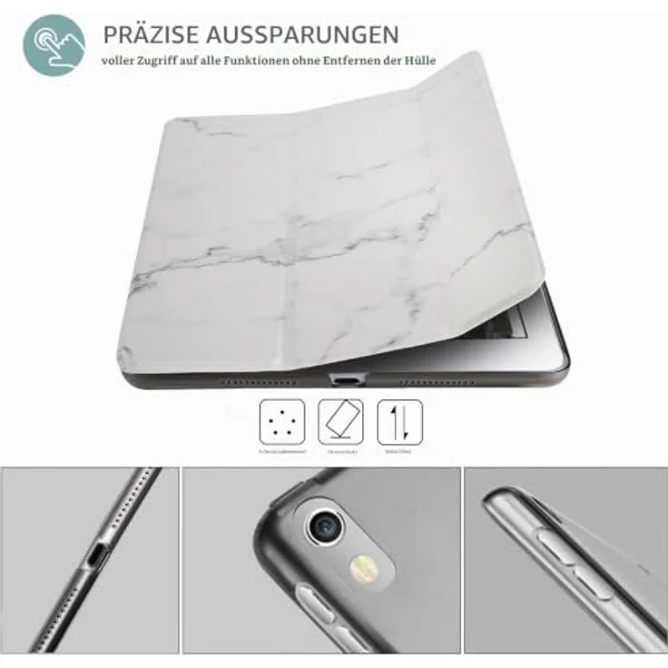 ProCase Hülle für 10,5 Zoll iPad Air 3 2019 / iPad Pro 2017, transluzente Schutzhülle mit Auto Schlafen/Wachen Funktion, Marmor Weiß – Bild 3