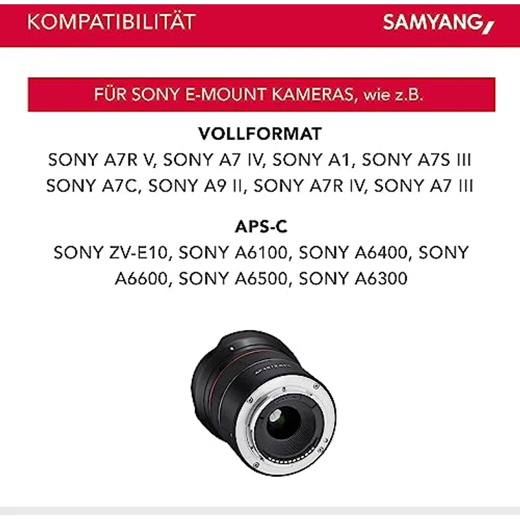 Samyang AF 18 mm F2.8 FE ( Tiny but Super Wide ) ? Autofokus Vollformat und APS-C Festbrennweite Objektiv Sony E E-Mount für Sony Alpha A9 A7 A6600 A6500 A6400 A6300 A6000 A5100 A5000 Nex Kamera – Bild 6
