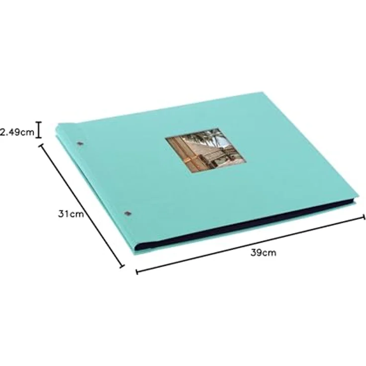 goldbuch Schraubalbum mit Fensterausschnitt, Bella Vista Trend, 39 x 31 cm, 40 schwarze Seiten mit Pergamin-Trennblättern, Erweiterbar, Leinen, Aqua, 28507 – Bild 9