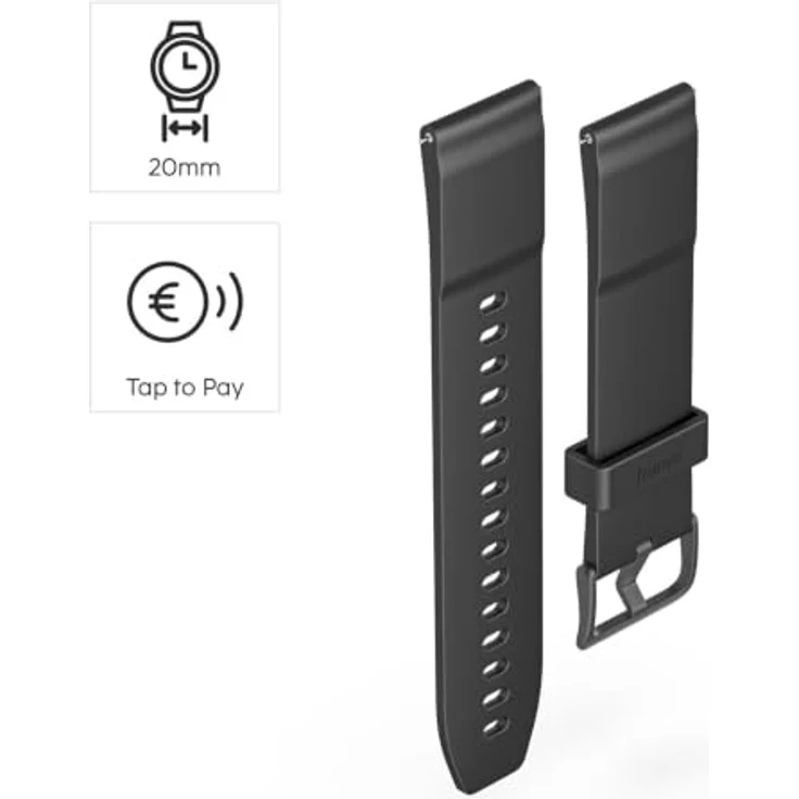 Hama 178657 Armband 20 mm für Smartwatches, Silikon, schwarz, für jede Marke – Bild 3