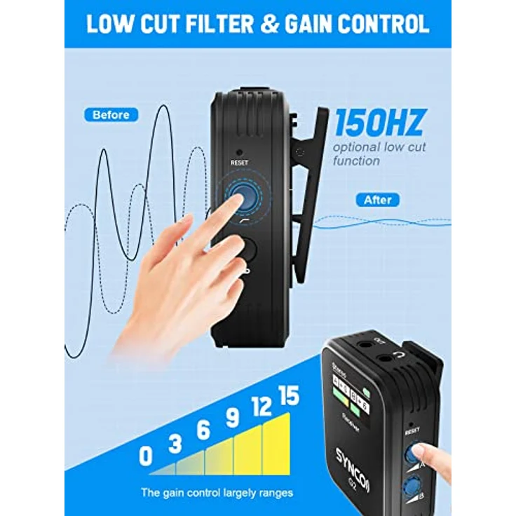 SYNCO Lavalier Wireless-Mikrofon, G2 A2, Doppel-Clip, kabellos, 2,4 GHz, Übertragung 100 m für Kamera Reflex Camcorder Smartphone, Radio-Mikrofon, Lavalier-Wireless-Professionell – Bild 4