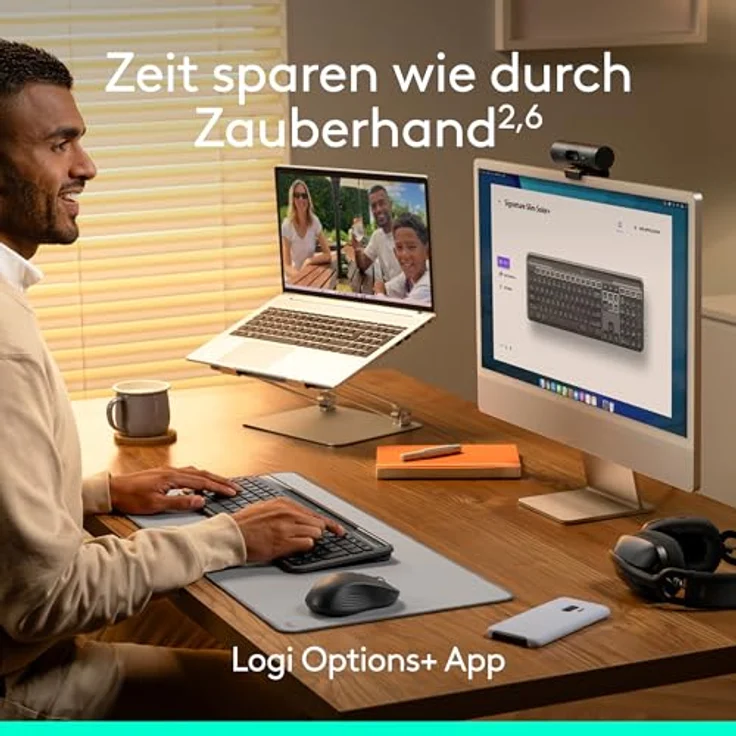 Logitech Slim Solar+ Keyboard (DE, kabellos), kompakte Tastatur mit Solarenergieversorgung, Schwarz – Bild 9