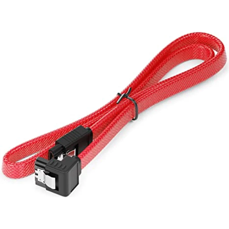 deleyCON 30cm SATA 3 Kabel Nylon 6 Gbit/s Datenkabel SATA III Anschlusskabel Serial ATA Verbindungskabel für Mainboard & Festplatte HDD SSD 1 S-ATA L-Stecker 90° Gewinkelt Rot - Preisvergleich – Bild 4