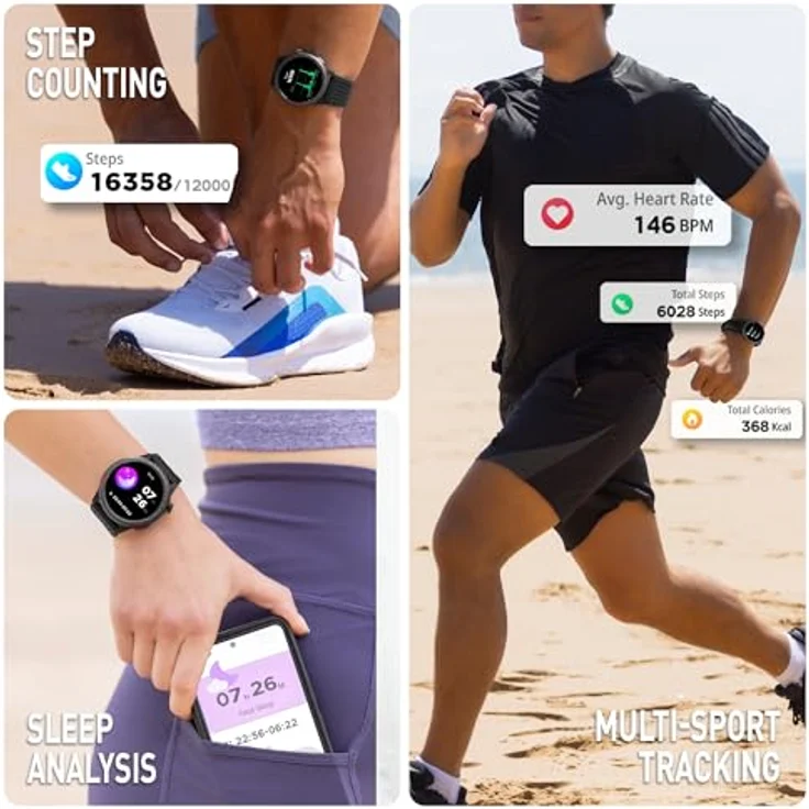 Reflex Active SEA VENTURE 400 R, 50m schwimmfeste AMOLED GPS Smartwatch mit schwarzem Armband, Unisize – Bild 6