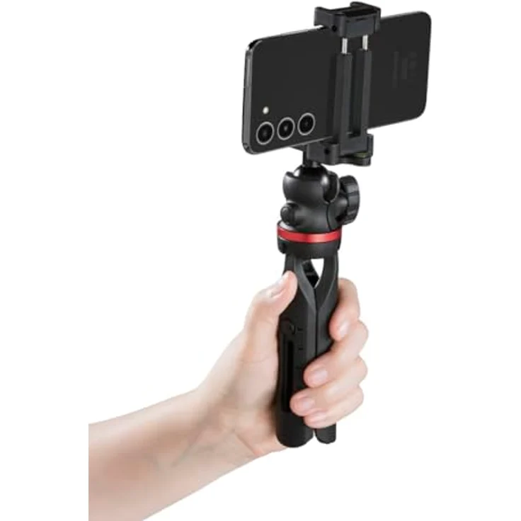 Hama Stativ für Smartphone und Kamera (Kamerastativ mit Handyhalterung, Reisestativ mit 3D-Kugelkopf, Fotostativ für iPhone, Samsung, DSLR, Spiegelreflexkamera) schwarz – Bild 5