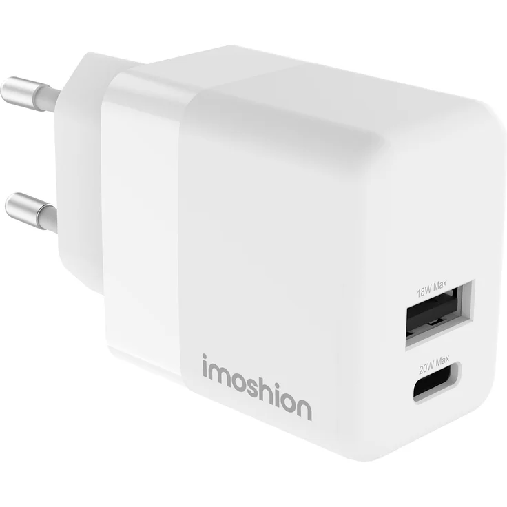 iMoshion Wandladegerät, USB-C- und USB-Anschluss, 20 Watt Power Delivery, Weiß
