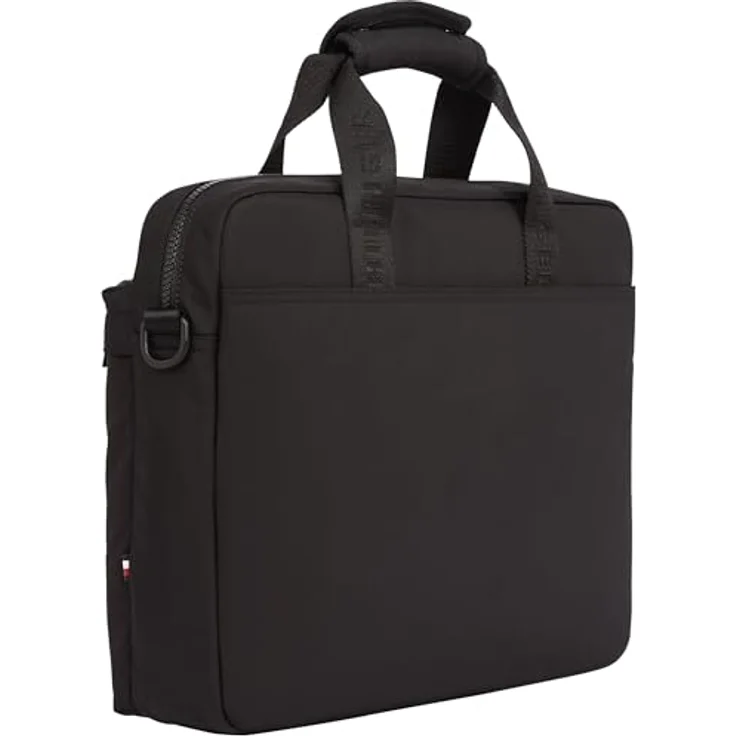 Tommy Hilfiger TH ELEMENT REPREVE COMPUTER BAG, Laptoptasche für Herren, Umhängetasche in Schwarz, mit Reißverschluss und verstellbarem Schulterriemen – Bild 2