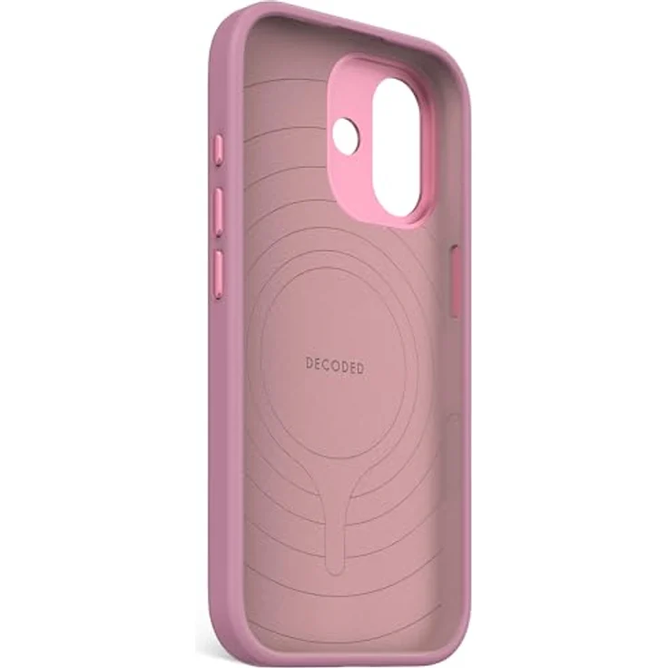 Decoded Silikonhülle für iPhone 17, Premium Soft-Touch mit Antibakterieller Beschichtung, MagSafe Kompatibel, Fallschutz, Kratzfest, Metallknöpfe, Fester Griff, Rosa – Bild 3