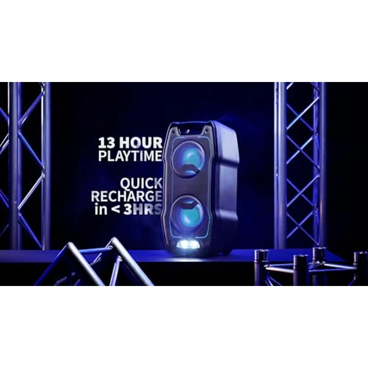 SHARP PS931 Bluetooth Party-Lautsprecher (180 Watt, integrierter Akku mit 13 Stunden Spielzeit, Super Bass, LED-Lichteffekte, inkl. Mikrofon), schwarz – Bild 2