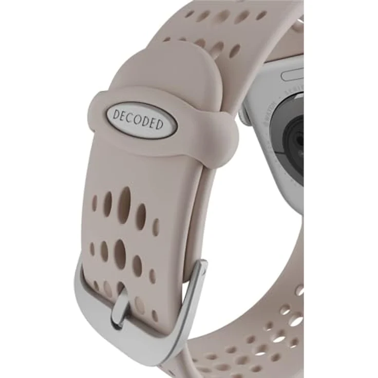 Decoded Ares O Silikonarmband für Apple Watch 38–42 mm, perforiert, beige, ergonomische Schnalle für optimalen Komfort – Bild 5