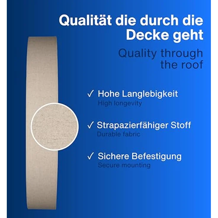 REV Deckenlampe - Deckenleuchte im Vintage-Look, taupe, rund 70cm mit Stoff-Lampenschirm, flexibel einsetzbar – Bild 3