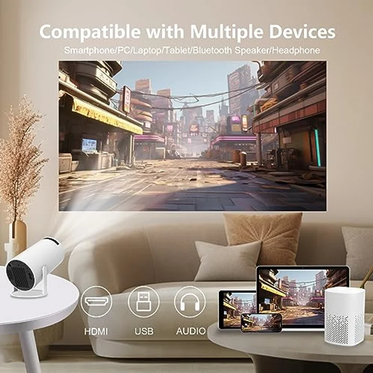 LQWELL® Mini Projektor, 5G WiFi, BT5.0, Auto Trapezkorrektur, 130-Zoll-Display, 4K Heimkino, hdmi, 2024 Upgrade – Bild 5