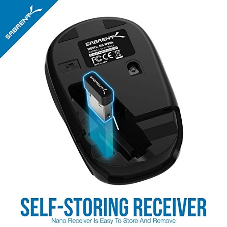 Sabrent Mäuse Mini-Reise 2.4GHz Funkmaus mit Nano-Empfänger (MS-WSML) – Bild 5
