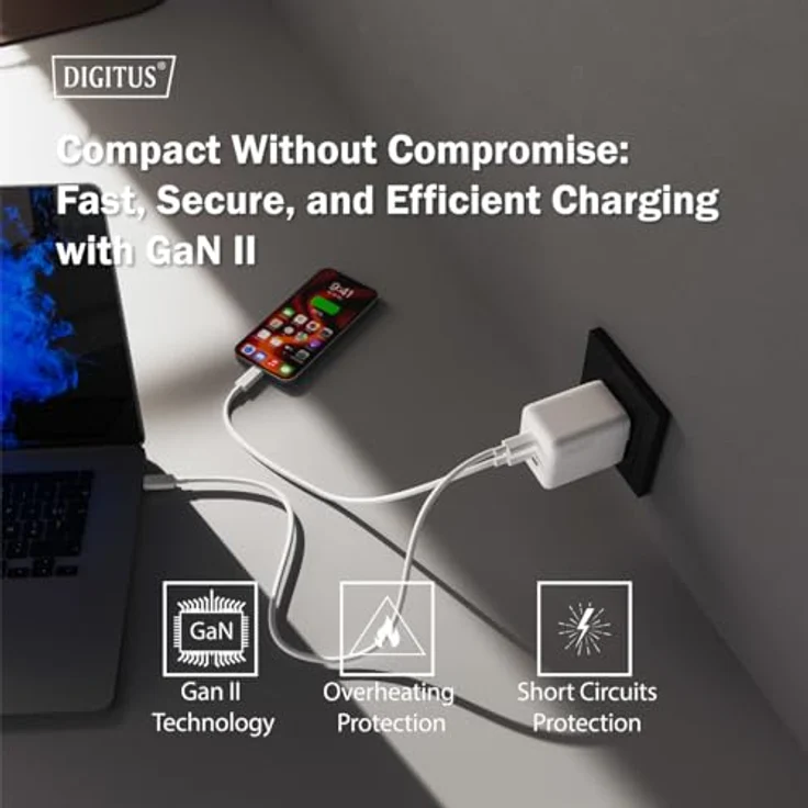 Digitus GaN II Charger 100W, USB Ladegerät mit 2x USB-C und 1x USB-A, weiss – Bild 6