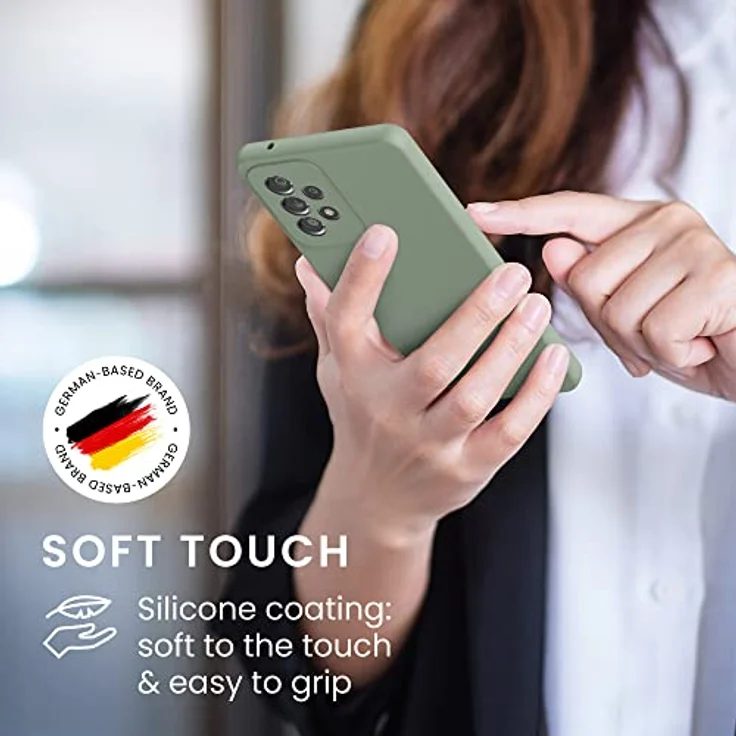 kwmobile Samsung Galaxy A53 5G Silikon Handyhülle - Graugrün, weiche Oberfläche, kabelloses Laden – Bild 4