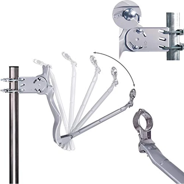 DUR-line 4 Teilnehmer Set - Qualitäts-Alu-Satelliten-Komplettanlage - Select 75cm/80cm Spiegel/Schüssel Hellgrau + Quad LNB - für 4 Receiver/TV [Neuste Technik, DVB-S2, 4K, 3D] – Bild 5