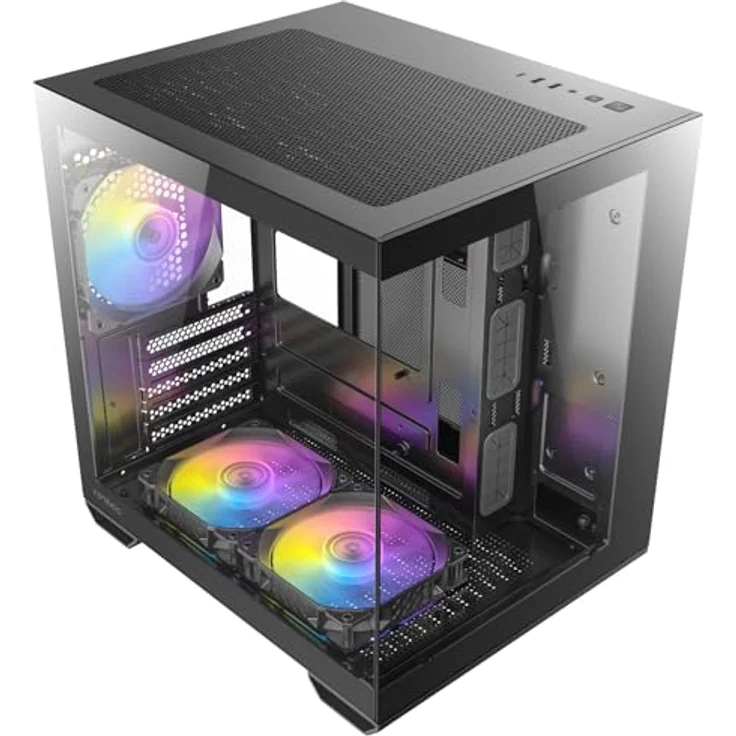 Antec CX60M ARGB Mini Tower Gehäuse, Micro-ATX, gehärtetes Glas, schwarz, mit optimiertem Airflow und Unterstützung für Flüssigkeitskühlung – Bild 11