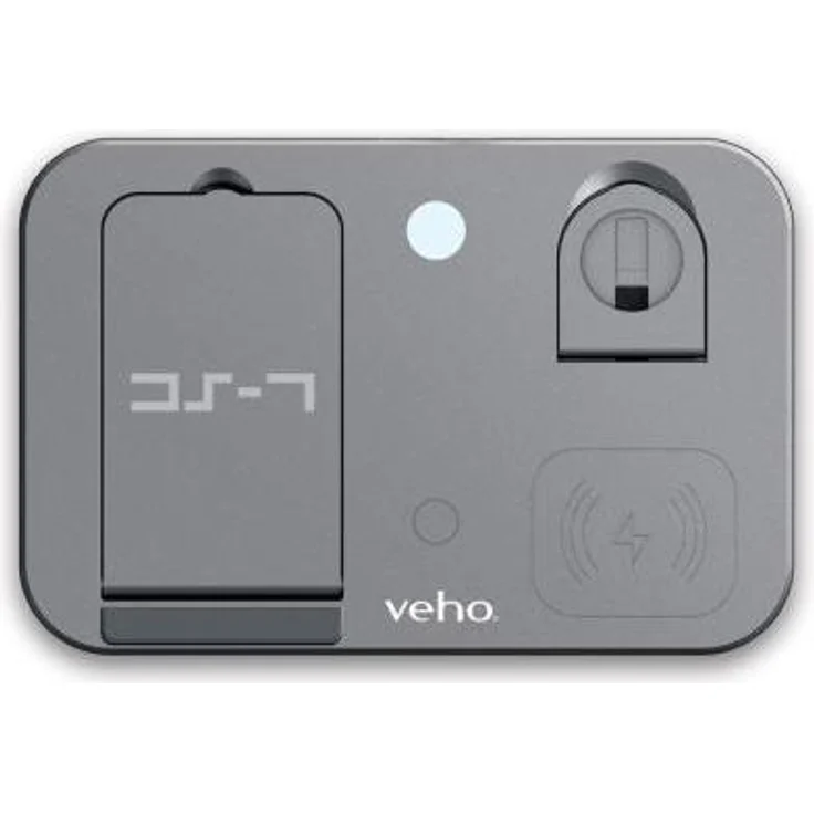 veho DS-7 Qi Wireless Charger, 10 W, Multiladegerät für Smartphones, Apple Watch und AirPods, Silber