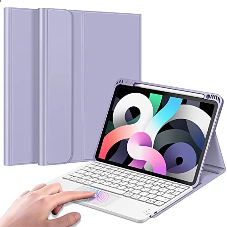 Fintie Tastatur Hülle für iPad Air 5. Generation 2022 / iPad Air 4. Generation 2020, iPad Air 10.9 mit magnetisch Abnehmbarer Deutscher Tastatur und Touchpad Keyboard mit QWERTZ Layout, Violett – Bild 1