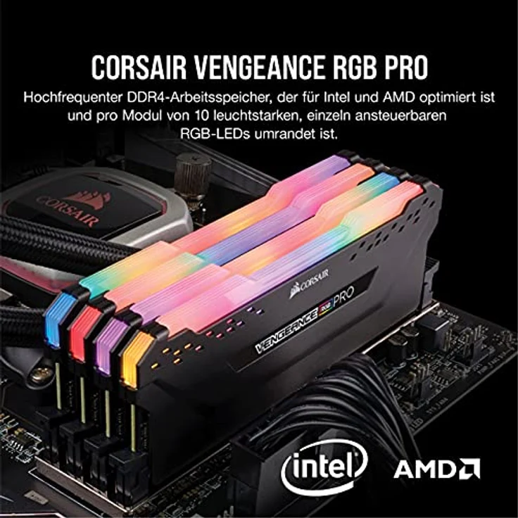 Corsair Vengeance RGB PRO - DDR4 - 32 GB: 2 x 16 GB - DIMM 288-PIN - 3200 MHz / PC4-25600 - CL16 - 1.35 V - ungepuffert - non-ECC - Schwarz (CMW32GX4M2E3200C16) - Preisvergleich – Bild 2