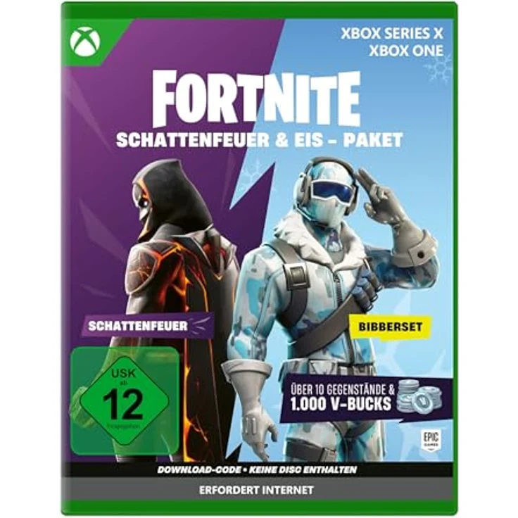Epic Games Fortnite Schattenfeuer & Eis-Paket, Download-Code für Xbox mit 10 kosmetischen Gegenständen und 1.000 V-Bucks – Bild 1