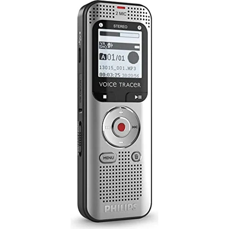 Philips VoiceTracer DVT2015 digitales Diktiergerät Audiorecorder Aufnahmegerät, Stereo MP3, 8GB mit Cloud-Spracherkennung – Bild 2