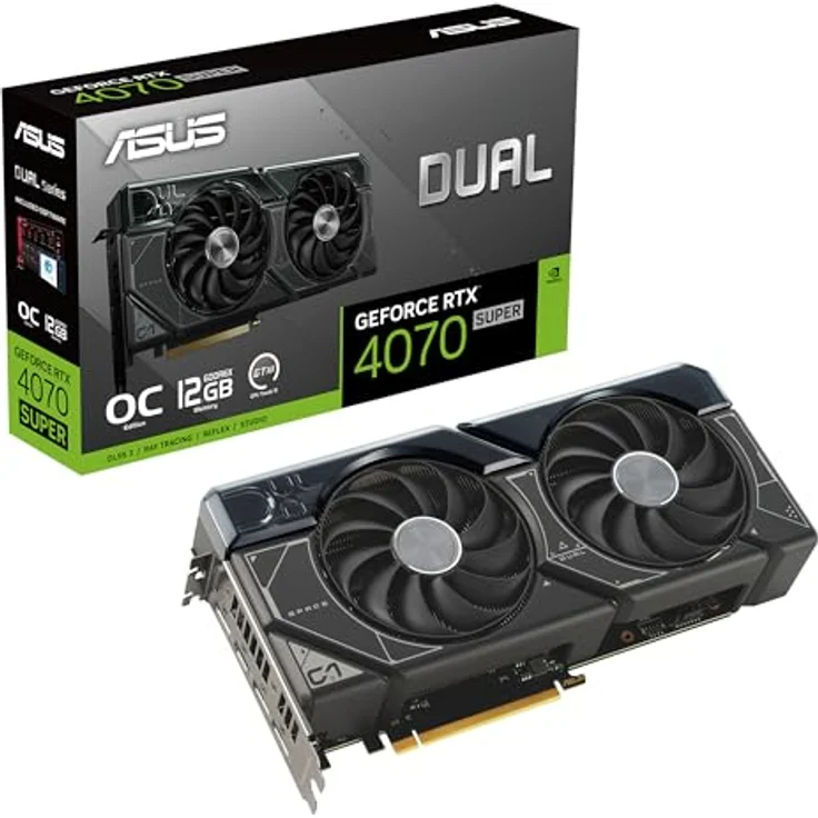 ASUS Dual GeForce RTX 4070 SUPER OC Edition 12GB GDDR6X Gaming Grafikkarte (Nvidia GeForce RTX4070 DLSS 3, PCIe 4.0, 1x HDMI 2.1a, 3x DisplayPort 1.4a, DUAL-RTX4070S-O12G, schwarz) – Bild 1