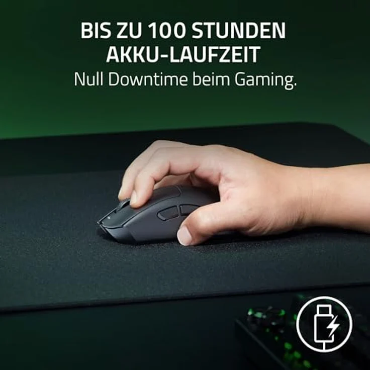 Razer DeathAdder V3 Pro + HyperPolling Wireless-Adapter - Ultra leichte E-Sport-Maus mit echten 8K Hz kabelloser Abtastrate (63 gr, Optischer Focus Pro 30K, Optische Switches 3. Gen) Schwarz – Bild 4