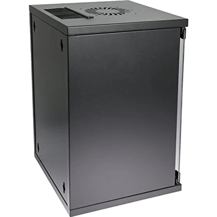 HMF 63409-02 Netzwerkschrank, Serverschrank 10 Zoll | 9 HE | 300 mm Tiefe | Voll montiert | Glastür | Schwarz – Bild 2