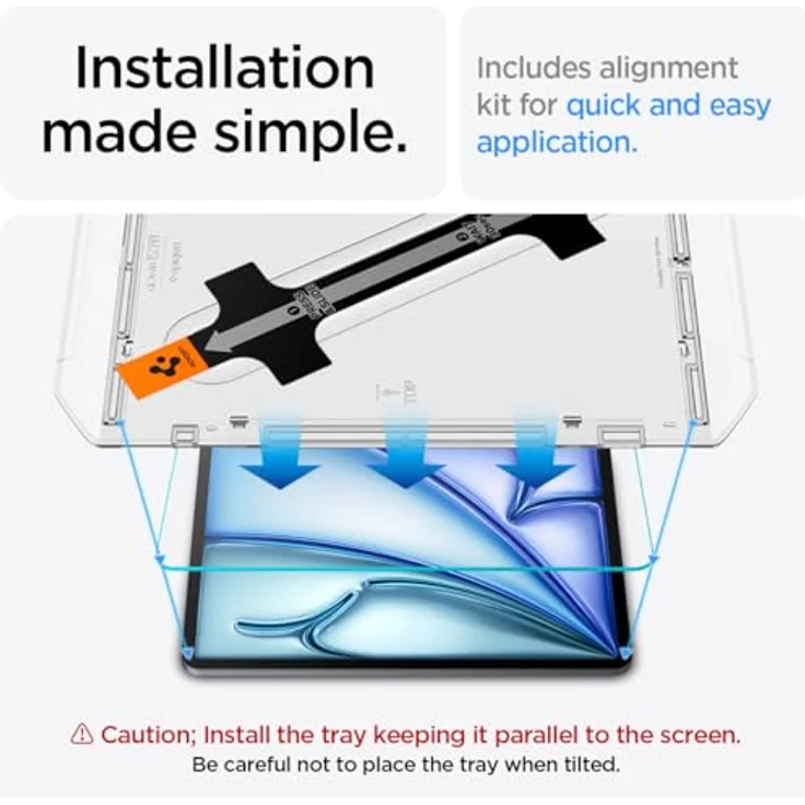 Spigen Glas.tR EZ Fit Schutzglas für iPad Air 6 M2 (2024), 11 Zoll, Kristallklar, 9H Folie, Installationsschablone – Bild 3
