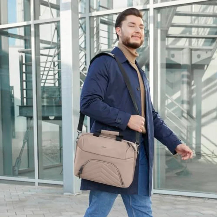 Hama Premium Lightweight Notebooktasche, Beige, aus recyceltem Polyester, ultraleicht und gepolstert, mit Tabletfach bis 28 cm (11") – Bild 2