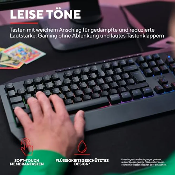 Trust Gaming GXT 836 Evocx Gaming Tastatur mit Deutsches QWERTZ Layout, 78% Recyclingkunststoff, RGB-Beleuchtung, Anti-Ghosting, Medientasten, Gaming Keyboard USB für PC/Laptop - Schwarz – Bild 5