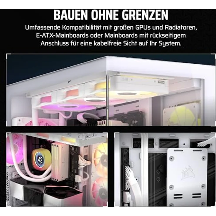 CORSAIR 3500X ARGB Mid-Tower ATX PC-Gehäuse - Gehärtetes Panorama-Glas - Umgekehrte Verbindung Motherboard-Kompatibel - 3X CORSAIR RS120 ARGB-Lüfter Enthalten - Weiß – Bild 4