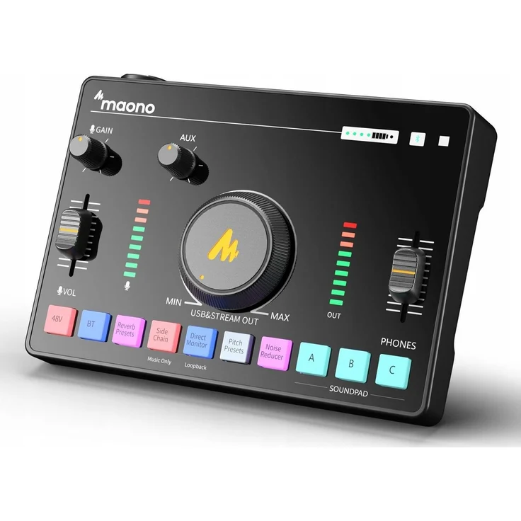 Maono AMC2-NEO, Studio- und Livemixer mit 60 dB Vorverstärkung, Phantomspeisung und Bluetooth, Schwarz