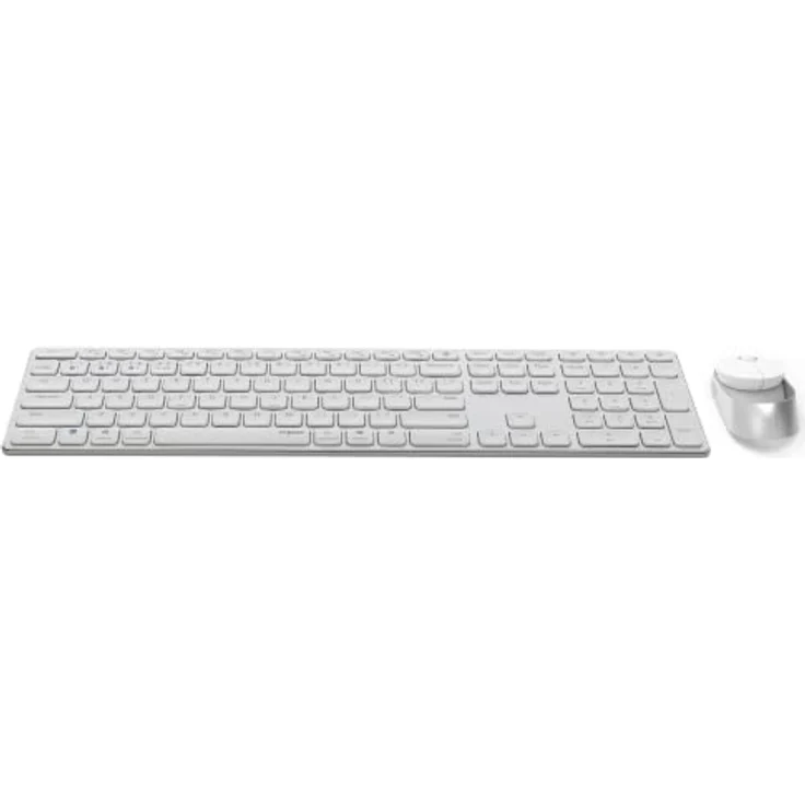 Rapoo 9750M kabelloses Tastatur-Maus Set Wireless Deskset 1600 DPI Sensor wiederaufladbarer Akku flaches Aluminium Design DE-Layout QWERTZ PC & Mac - weiß – Bild 4