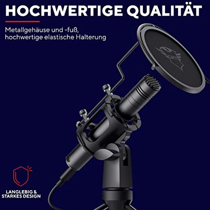 Trust Gaming GXT 241 Velica PC Mikrofon für Streaming mit Dreibeinstativ und Popfilter, Nierencharakteristik, USB Mikrofon für Podcast, Stream, ASMR, YouTube, Aufnahmen, Computer, Laptop – Schwarz – Bild 4