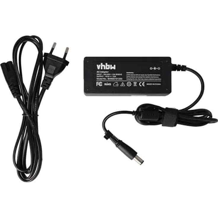 vhbw 1x Netzteil kompatibel mit HP Compaq 635 Notebook, AC/DC Adapter mit 18,5 V und 3,5 A, schwarz