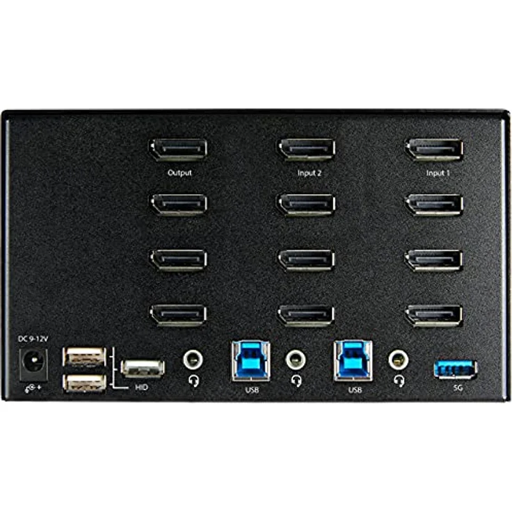 StarTech.com 2 Port Quad Monitor DisplayPort KVM Switch - 4K 60 Hz UHDR - DP 1.2 KVM Switch mit USB 3.0 Hub mit 2x USB 3.0(5 Gbit/s) und 4x USB 2.0 HID Anschlüssen, Audio - Hotkey - TAA (SV231QDPU34K) – Bild 3