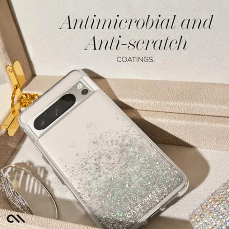 Case-Mate Twinkle Ombre Case Schutzhülle für Google Pixel 8 Pro Hülle Glitzer (3 m Fallschutz, Made for Google Zertifiziert, Pixel 8 Pro Glitzer-Hülle, Aus recyceltem Material) - Transparent – Bild 5