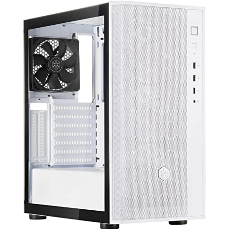 Silverstone SST-FAR1W-G-V2 - FARA R1-V2 Tower ATX Computer Gehäuse, Mesh Front Panel, Seitenteil aus gehärtetem Glas, weiß – Bild 1