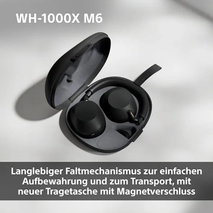 Sony WH-1000XM6, Noise Cancelling Over-Ear Wireless Kopfhörer mit Hi-Res Sound, 30 Std Akku, faltbarem Design - Schwarz – Bild 5
