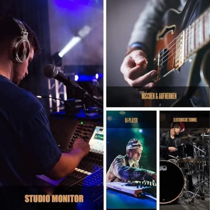 OneOdio Pro-10, kabelgebundene Kopfhörer mit Mikrofon, Hi-Res Audio, extra Bass, faltbar, DJ, kompatibel mit MP3, PS4, E-Gitarre, Klavier, Share-Port, zwei abnehmbare Kabel – Bild 4