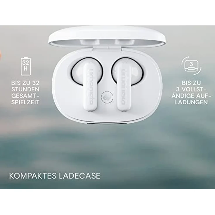 Urbanista Copenhagen True Wireless In Ear Kopfhörer Bluetooth 5.2, Touch-Bedienung Earbuds & Noise Cancelling Mikrofon, 32 Std. Spielzeit, USB C Ladecase, IPX4 Wasserabweisend, Reinweiß – Bild 5