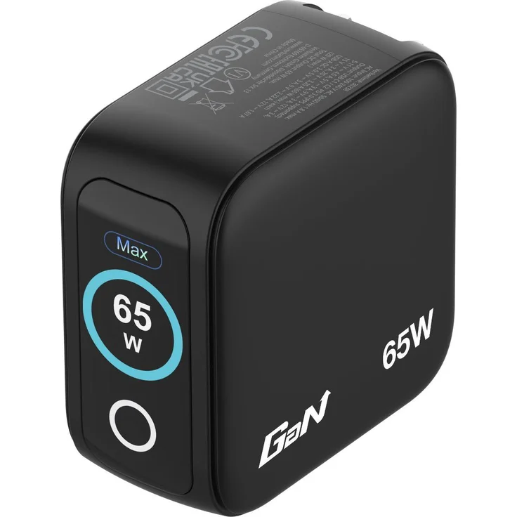 Verbatim Mini GaN Charger 3 Port 65W mit TFT-Display, kompakt und sicher, Schwarz – Bild 1