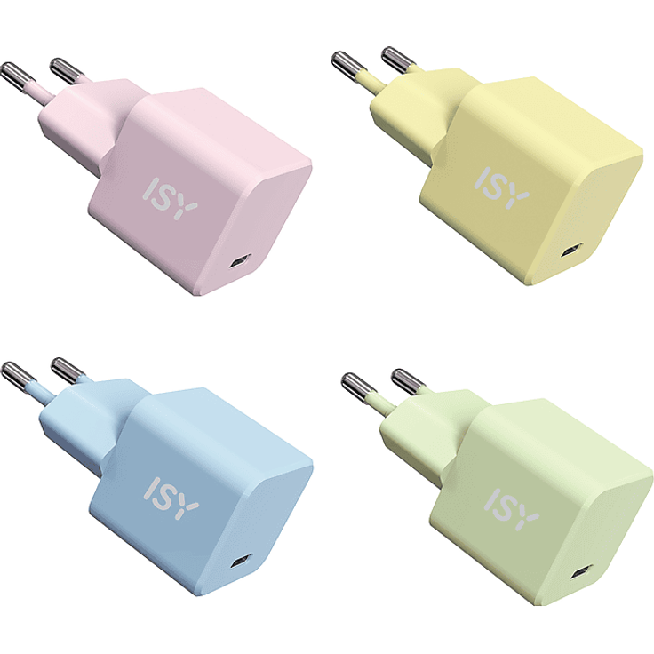 ISY IWC 4020-1-CR, Universal Schnellladegerät in Pink/Gelb/Blau/Grün, sortierte Farbauswahl